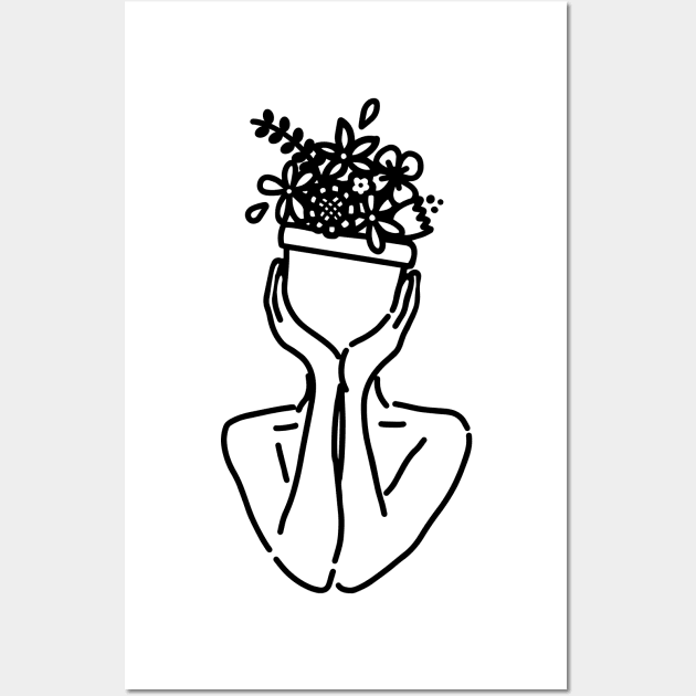 Plant gal minimal line drawing Wall Art by hharvey57